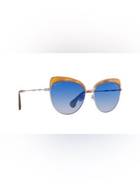 Diff Eyewear Honey Tortoise Frame and Blue Flash lens cat eye sunglasses